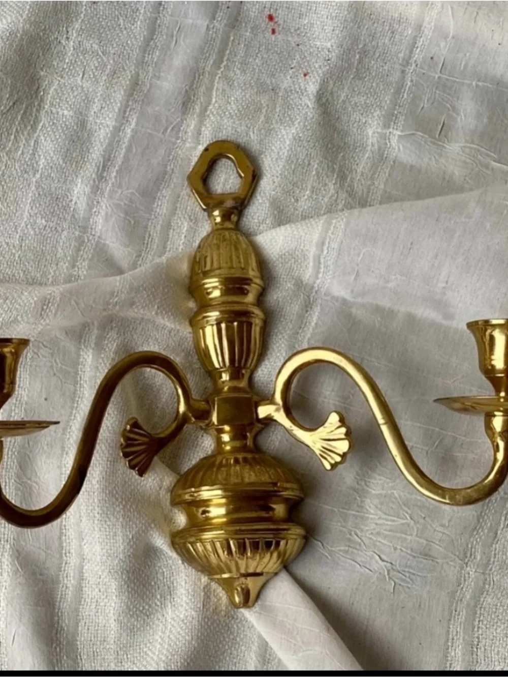VTG Brass Wall Sconces Made in India Chinoiserie Rococo Revival Candleholders